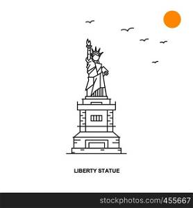 LIBERTY STATUE Monument. World Travel Natural illustration Background in Line Style