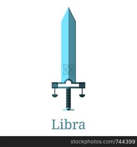 Libra Sword. Zodiac Sign. Flat Cartoon Zodiacal Weapon. One of 12 Zodiac Weapons. Vector Astrological, Horoscope Sign. Vector illustration isolated on white background.. Libra Sword. Zodiac Sign. Flat Cartoon Zodiacal Weapon. One of 12 Zodiac Weapons. Vector Astrological, Horoscope Sign. Vector illustration isolated on white background