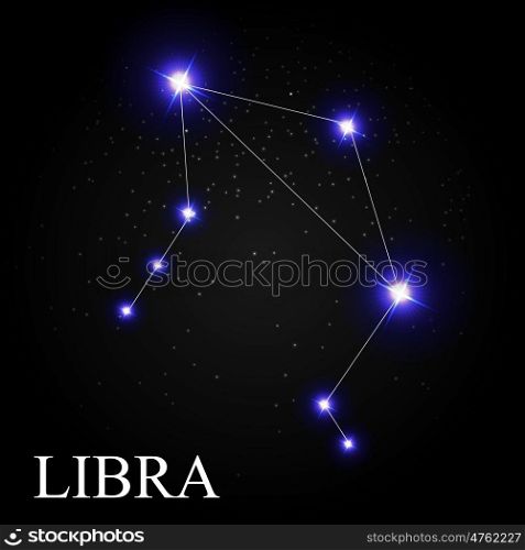 Libra Zodiac Sign with Beautiful Bright Stars on the Background of Cosmic Sky Vector Illustration EPS10. Libra Zodiac Sign with Beautiful Bright Stars on the Background