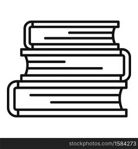Library book stack icon. Outline library book stack vector icon for web design isolated on white background. Library book stack icon, outline style