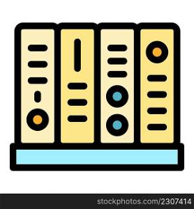 Library books icon. Outline library books vector icon color flat isolated. Library books icon color outline vector
