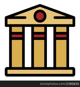 Library building icon. Outline library building vector icon color flat isolated. Library building icon color outline vector