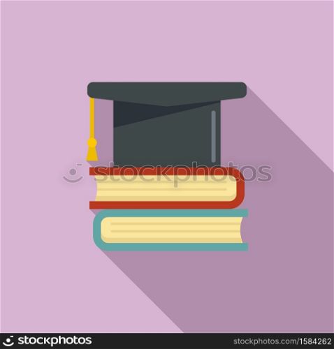 Library graduated hat icon. Flat illustration of library graduated hat vector icon for web design. Library graduated hat icon, flat style