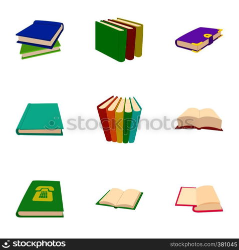 Library icons set. Cartoon illustration of 9 library vector icons for web. Library icons set, cartoon style