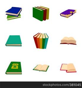 Library icons set. Cartoon illustration of 9 library vector icons for web. Library icons set, cartoon style