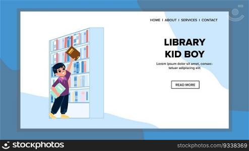 library kid boy vector. child book, education read, study children, student little, knowledge girl library kid boy web flat cartoon illustration. library kid boy vector