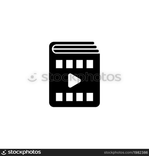 Library Movie Book. Flat Vector Icon illustration. Simple black symbol on white background. Library Movie Book sign design template for web and mobile UI element. Library Movie Book Flat Vector Icon