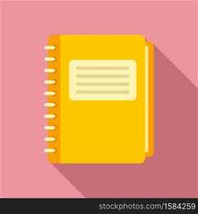 Library notebook icon. Flat illustration of library notebook vector icon for web design. Library notebook icon, flat style