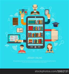 Library Online Cocept Layout Chart Print . Online library access choosing reading layout flowchart schema flat banner with electronic books and devices vector illustration