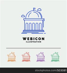 Library, school, education, learning, university 5 Color Line Web Icon Template isolated on white. Vector illustration. Vector EPS10 Abstract Template background