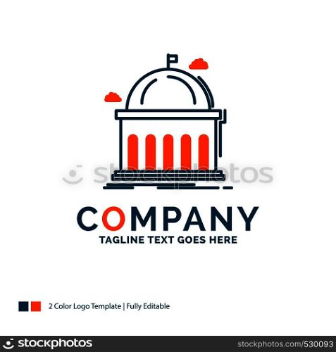 Library, school, education, learning, university Logo Design. Blue and Orange Brand Name Design. Place for Tagline. Business Logo template.