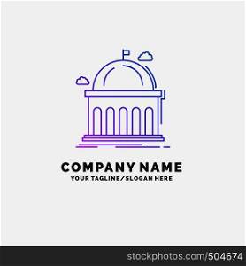 Library, school, education, learning, university Purple Business Logo Template. Place for Tagline. Vector EPS10 Abstract Template background