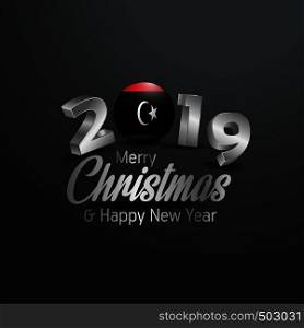 Libya Flag 2019 Merry Christmas Typography. New Year Abstract Celebration background