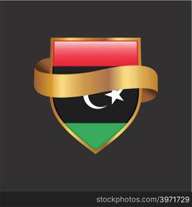 Libya flag Golden badge design vector