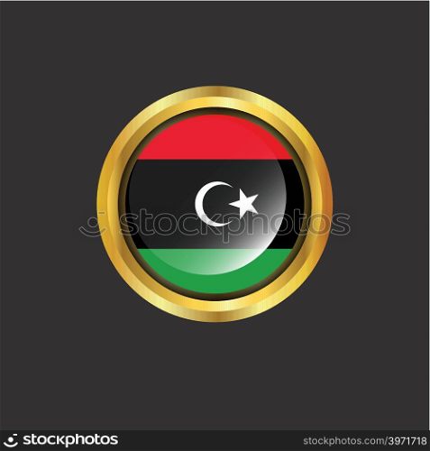 Libya flag Golden button