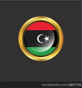 Libya flag Golden button