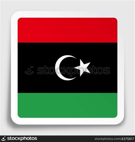 Libya flag icon on paper square sticker with shadow. Button for mobile application or web. Vector