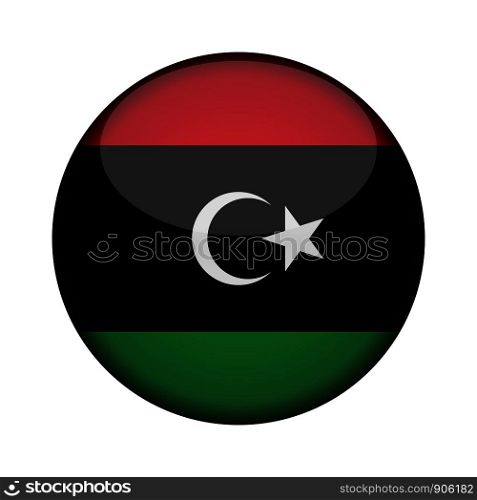 libya Flag in glossy round button of icon. libya emblem isolated on white background. National concept sign. Independence Day. Vector illustration.