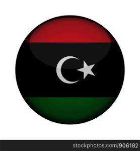 libya Flag in glossy round button of icon. libya emblem isolated on white background. National concept sign. Independence Day. Vector illustration.