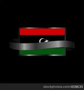 Libya flag Ribbon banner design