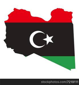 Libya map and flag on white background. Libya National Map with flag sign. flat style.