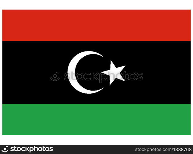 Libya National flag. original color and proportion. Simply vector illustration background, from all world countries flag set for design, education, icon, icon, isolated object and symbol for data visualisation