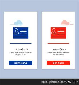 License To Work, License, Card, Identity Card, Id Blue and Red Download and Buy Now web Widget Card Template
