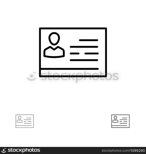 License To Work, License, Card, Identity Card, Id Bold and thin black line icon set