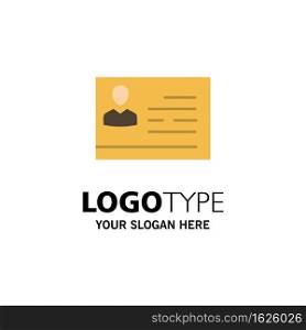 License To Work, License, Card, Identity Card, Id Business Logo Template. Flat Color