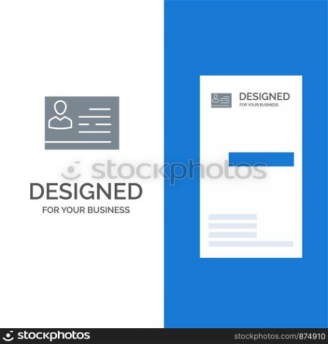 License To Work, License, Card, Identity Card, Id Grey Logo Design and Business Card Template