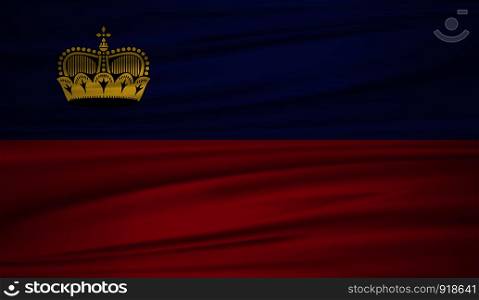 Liechtenstein flag vector. Vector flag of Liechtenstein blowig in the wind. EPS 10.