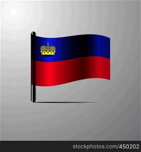 Liechtenstein waving Shiny Flag design vector