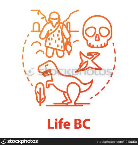 Life BC concept icon. Paleontological research. Studying development of life on planet. Evolution theory. Vector isolated outline RGB color drawing