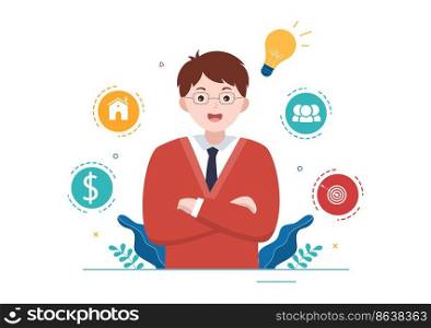 Life Coach for Consultation, Education, Motivation, Mentoring Perspective and Self Coaching in Template Hand Drawn Cartoon Flat Illustration
