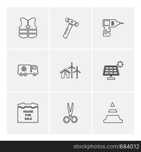 life guard , hammer , cone , house for sale , hardware , tools , constructions , labour , icon, vector, design, flat, collection, style, creative, icons , wrench , work ,