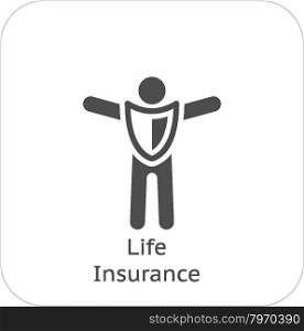 Life Insurance and Medical Services Icon. Flat Design.