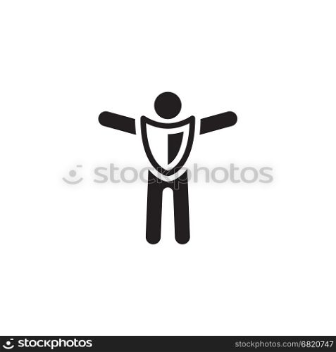 Life Insurance and Medical Services Icon.. Life Insurance and Medical Services Icon. Flat Design. Isolated man silhouette with shield.