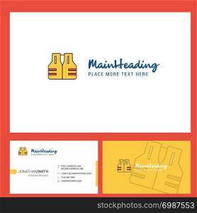 Life jacket Logo design with Tagline & Front and Back Busienss Card Template. Vector Creative Design