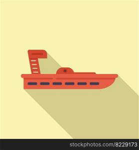 Life rescue boat icon flat vector. Sea lifeboat. Flood raft. Life rescue boat icon flat vector. Sea lifeboat
