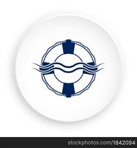Life ring icon in neomorphism style for mobile app. Equipment for rescue of drowning. Button for mobile application or web. Vector on white background
