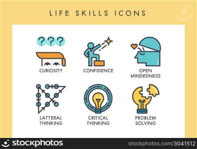 LIfe skills icons. Life skill concept icons for web, app, presentation, etc.