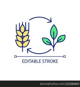 Life stages of agricultural plant growing RGB color icon. Wheat cultivation process. Farming industry. Isolated vector illustration. Simple filled line drawing. Editable stroke. Arial font used. Life stages of agricultural plant growing RGB color icon