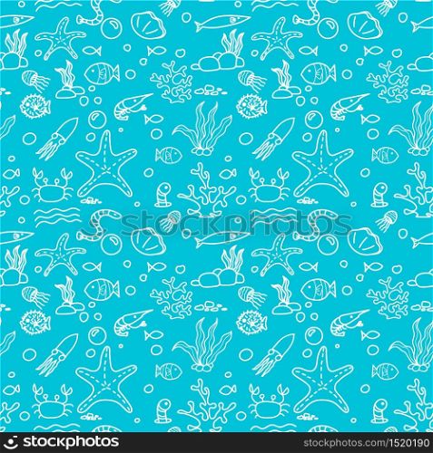 Life under the sea Seamless pattern vector wallpaper