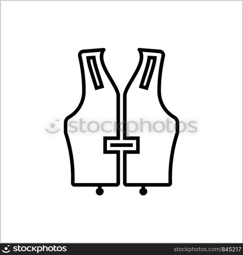 Life Vest Icon, Life Saving Jacket Vector Art Illustration