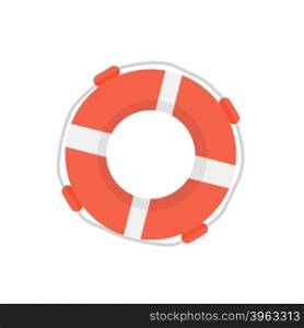 Lifebuoy flat design illustration. Lifebuoy silhouette modern cartoon isolated. Web site page and mobile app design element.