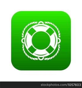 Lifebuoy icon green vector isolated on white background. Lifebuoy icon green vector