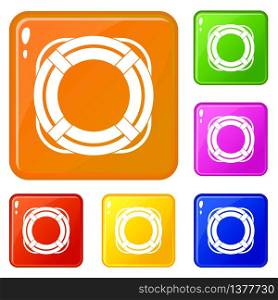 Lifebuoy icons set collection vector 6 color isolated on white background. Lifebuoy icons set vector color