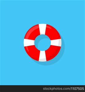 lifebuoy in flat style icon isolate with shadow, vector. lifebuoy in flat style icon isolate with shadow