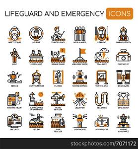 Lifeguard and Emergency Service , Thin Line and Pixel Perfect Icons
