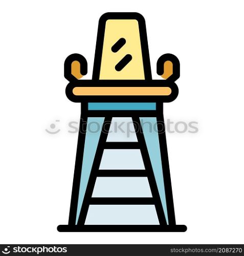 Lifeguard chair icon. Outline lifeguard chair vector icon color flat isolated. Lifeguard chair icon color outline vector